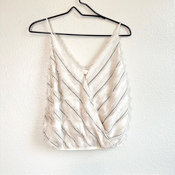 Astr Tops - NWT ASTR Cream Gray Wrap Fringe Tank Top Size Large